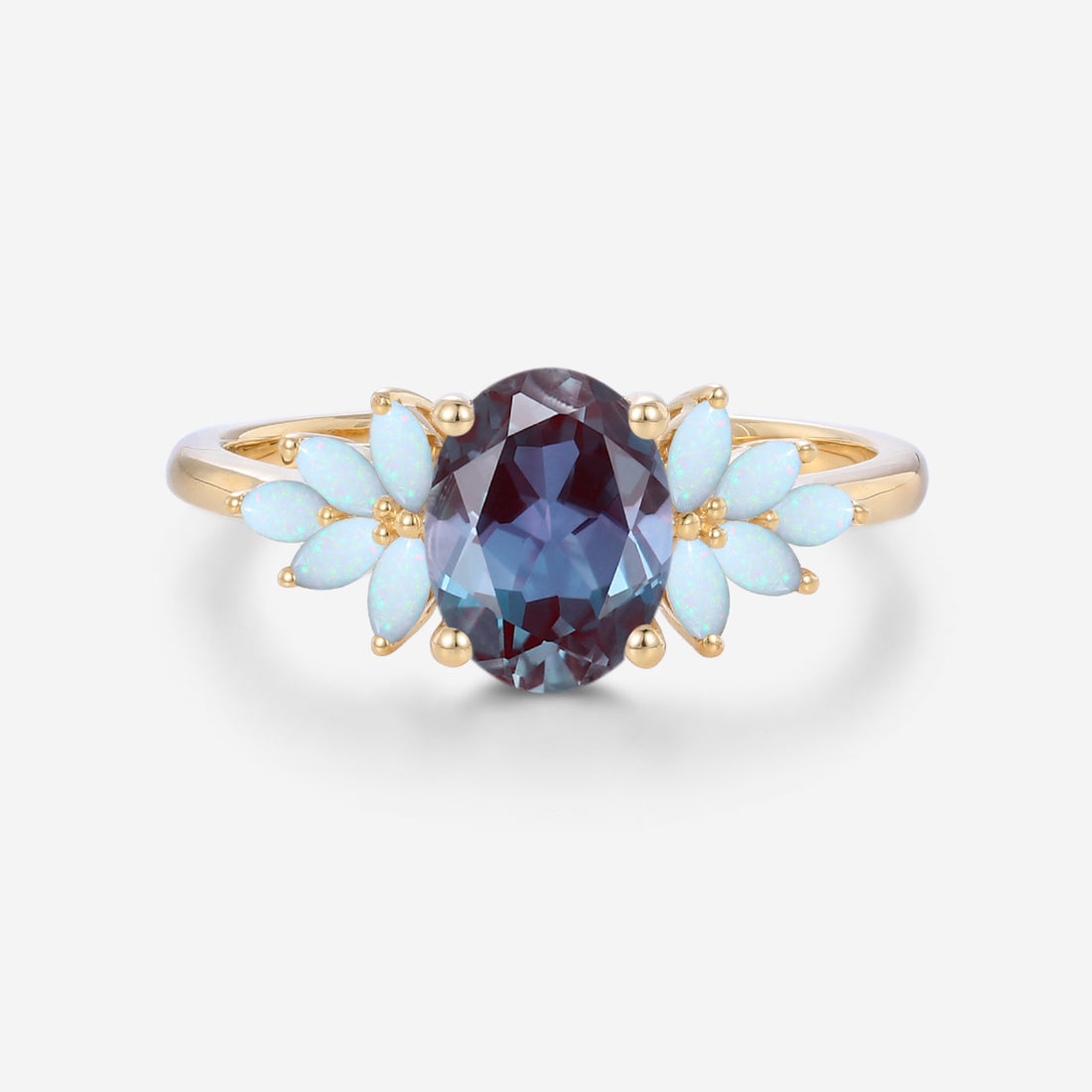 1.5Carat Oval cut Alexandrite | Opal Engagement ring