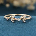 Nature Inspired moissanite | Diamonds Leaf branch stacking Gold wedding ring