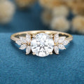 7mm Round Moissanite Cluster Engagement Ring