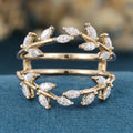 Nature Inspired moissanite | Diamonds Leaf branch stacking Gold wedding ring