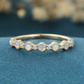 Round cut Opal Full Eternity Gold Wedding Band