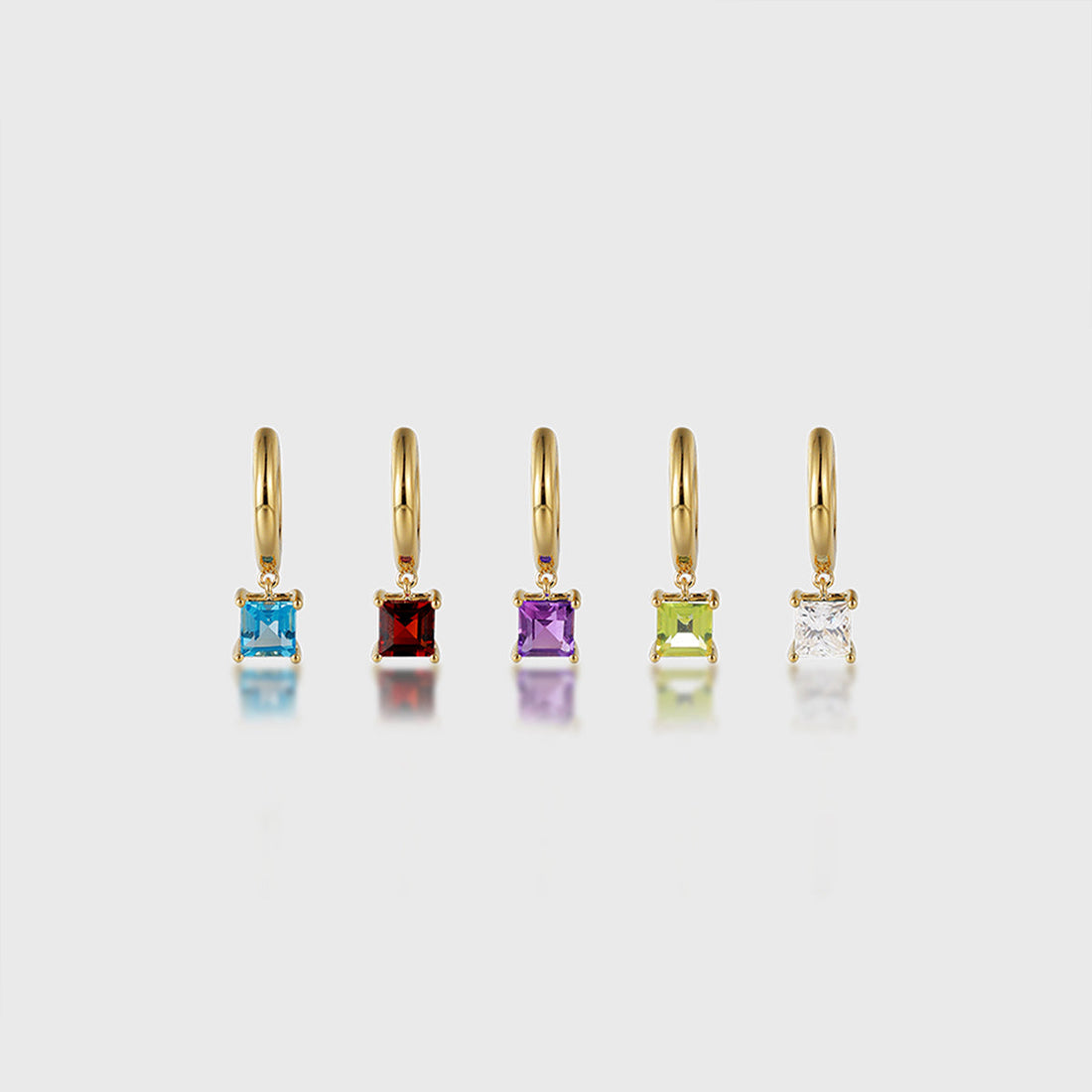 Princess cut Lab Grown Diamond Hoop Earrings Set