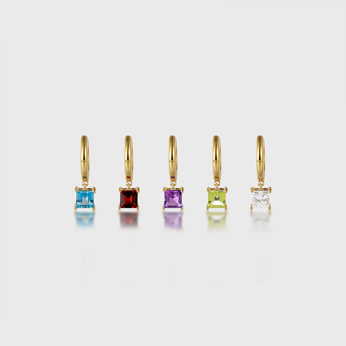 Princess cut Lab Grown Diamond Hoop Earrings Set
