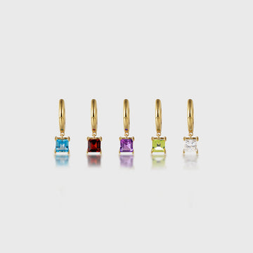 Princess cut Lab Grown Diamond Hoop Earrings Set