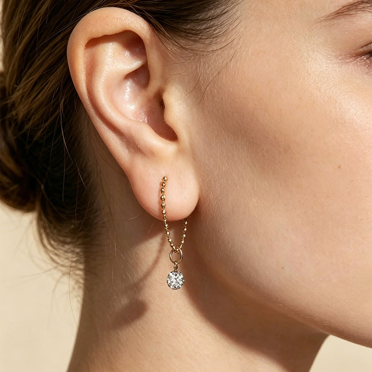 Round Lab grown Diamonds Chain Earrings Set