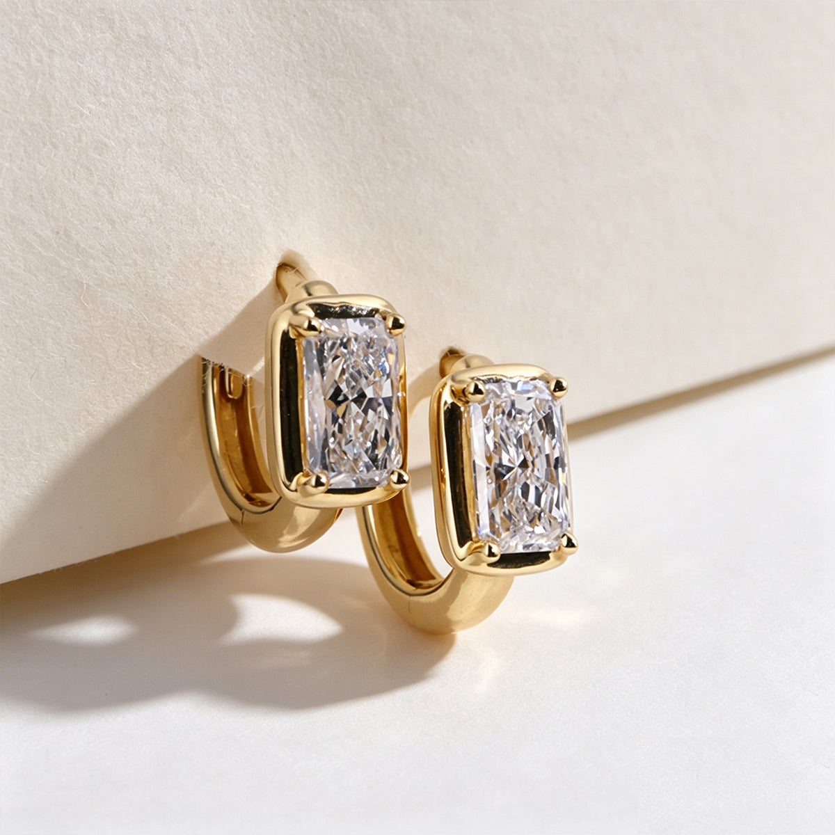 Emerald cut Lab grown Diamonds Hoop Earrings Set