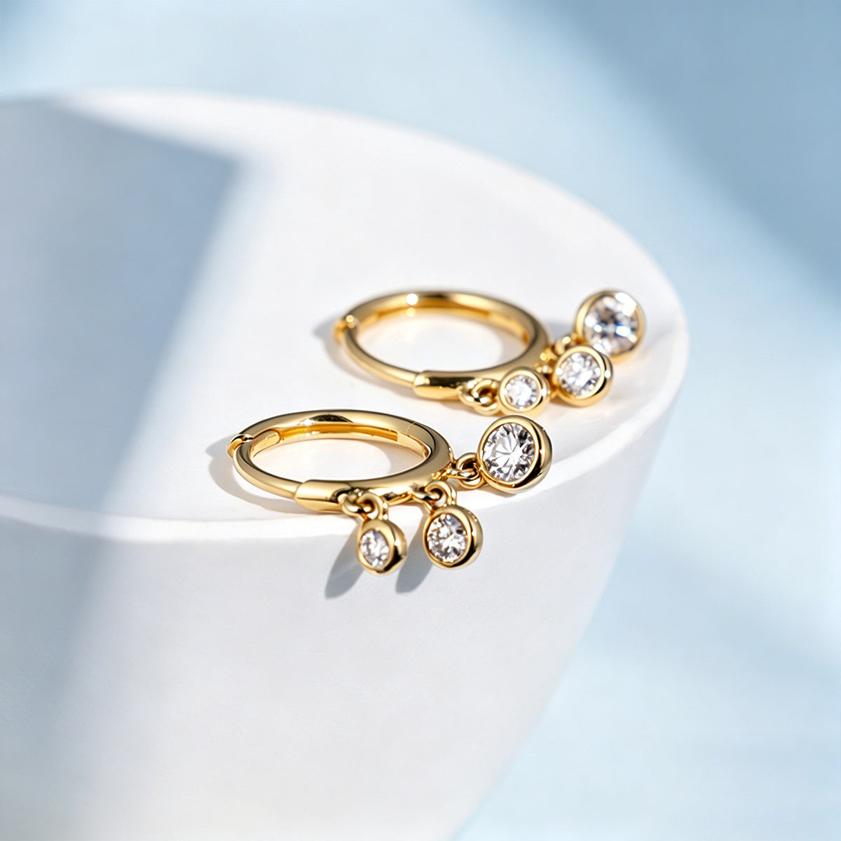 Triple Lab grown Diamonds Hoop Earrings Set