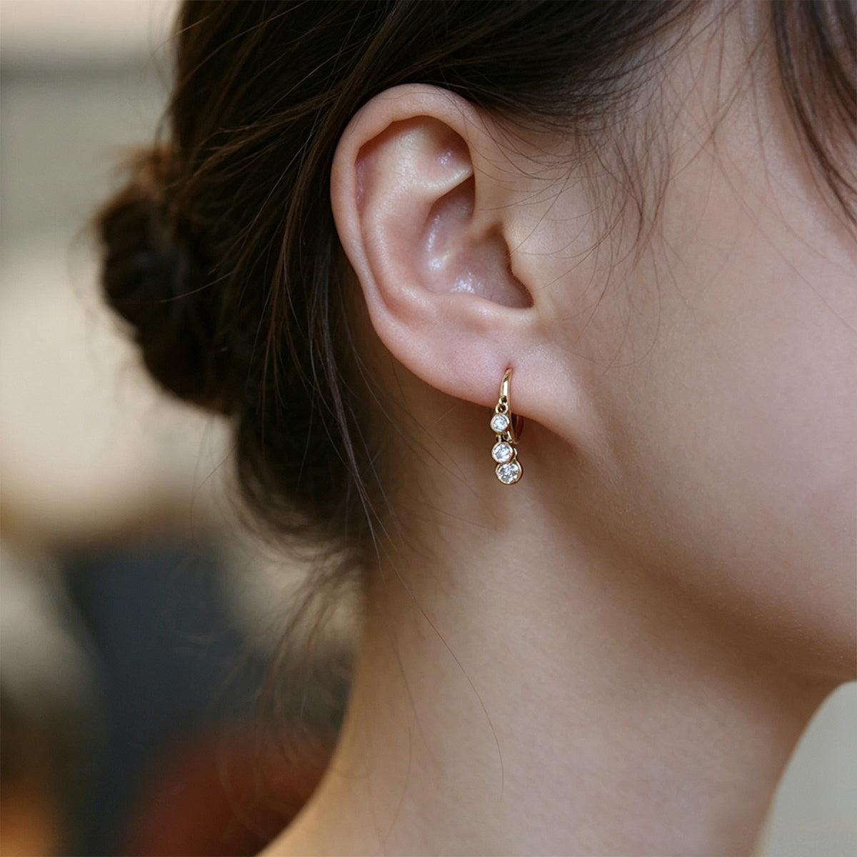 Triple Lab grown Diamonds Hoop Earrings Set
