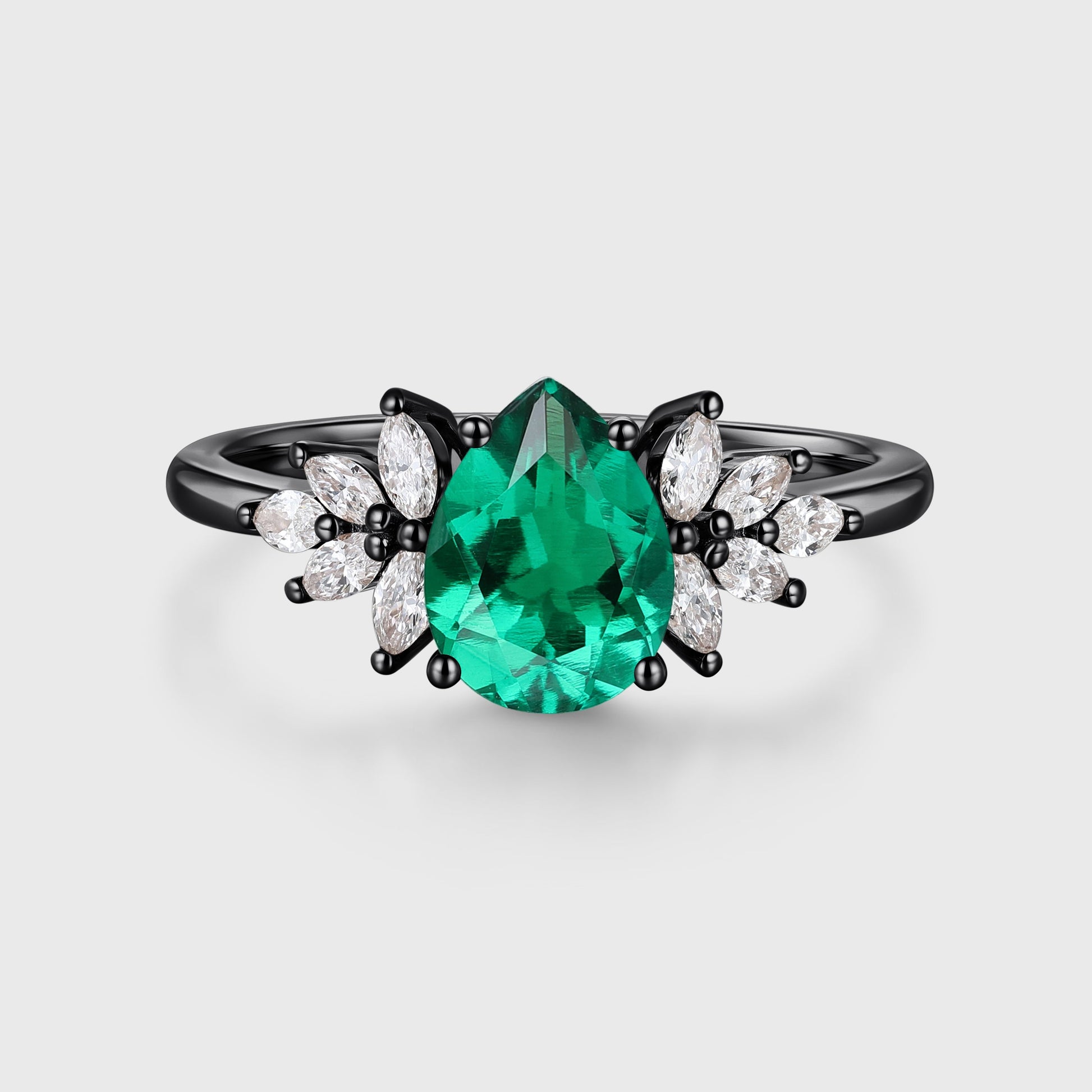 1.2 Carat pear cut Lab Emerald Engagement Ring