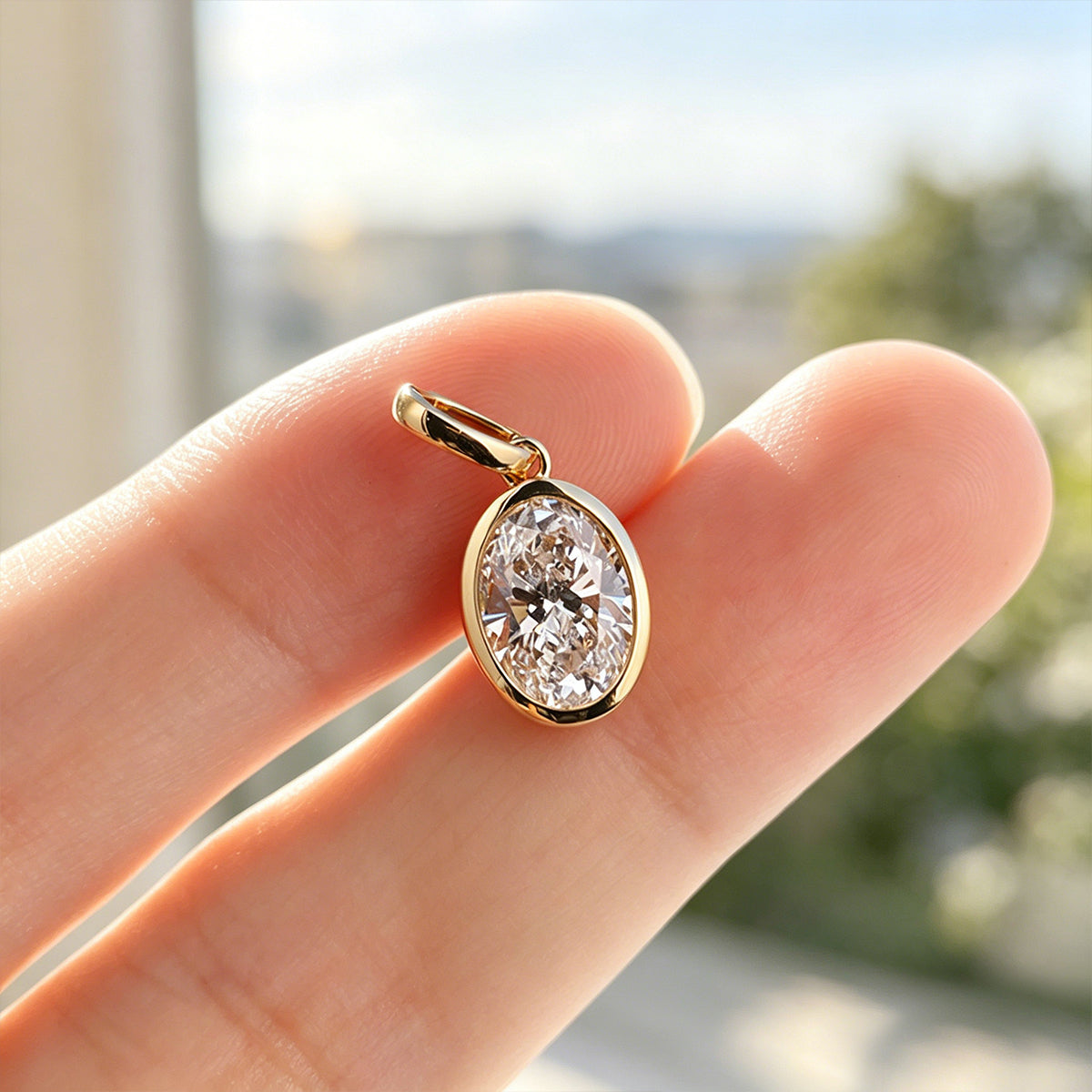 2.0 Carat Oval Cut Lab grown diamond Pendant Necklace