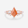 Kite Cut Sunstone Cluster Engagement Ring