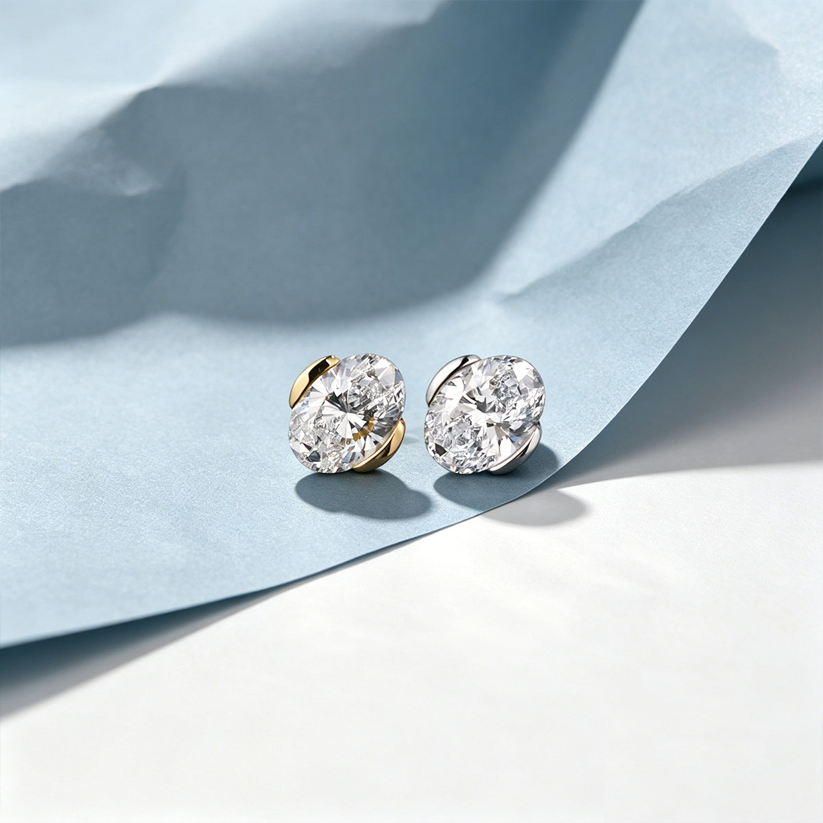 Oval Lab grown Diamonds Hoop Earrings Set