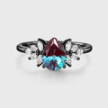 Pear cut Lab Alexandrite Cluster Engagement ring