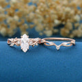 Nature Inspired Marquise cut Moissanite Wedding Bridal Set