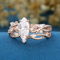 Nature Inspired Marquise cut Moissanite Wedding Bridal Set