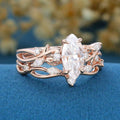 Nature Inspired Marquise cut Moissanite Wedding Bridal Set