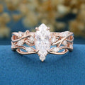Nature Inspired Marquise cut Moissanite Wedding Bridal Set