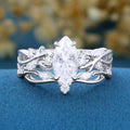 Nature Inspired Marquise cut Moissanite Wedding Bridal Set