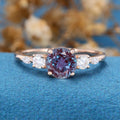 Round Cut Alexandrite Engagement Ring 