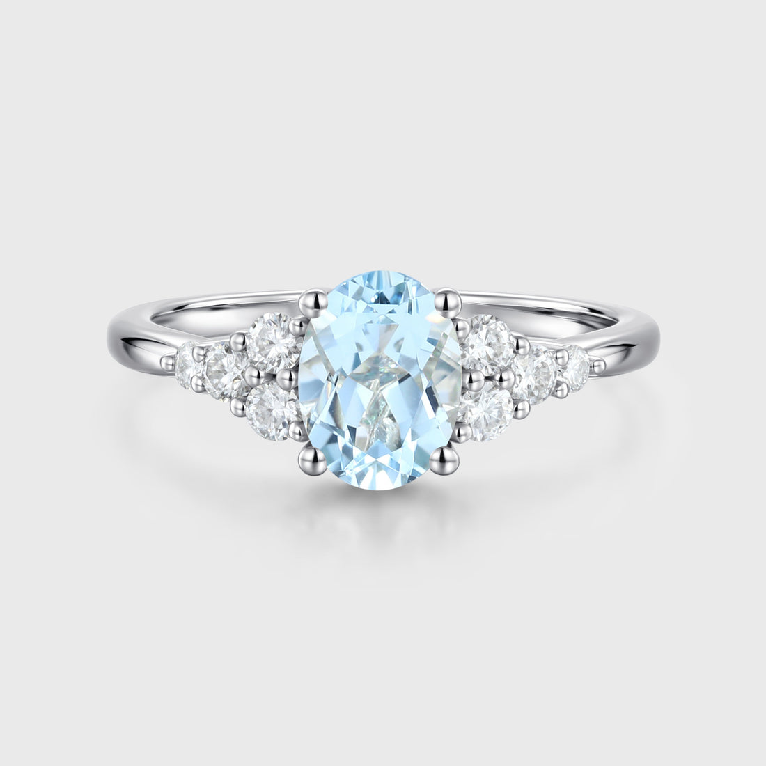 1.0Carat Oval cut Moonstone Cluster Engagement Ring