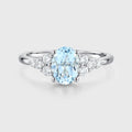 1.0Carat Oval cut Moonstone Cluster Engagement Ring