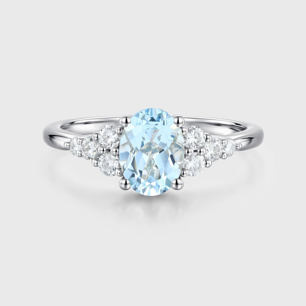 1.0Carat Oval cut Moonstone Cluster Engagement Ring