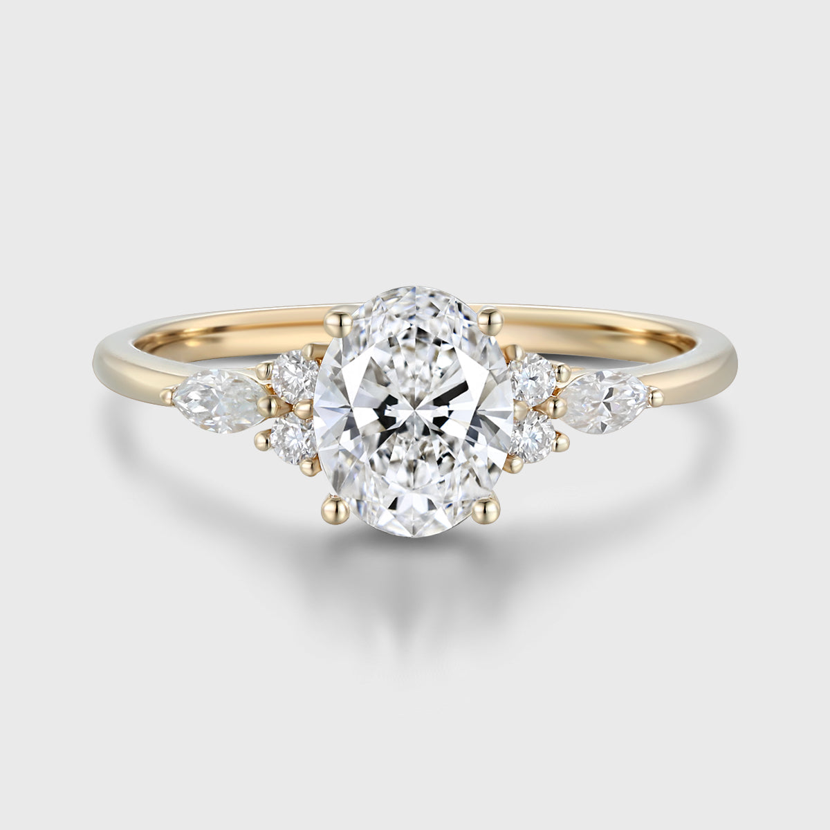 1.5CT Oval cut Lab grown Diamond Cluster Engagement Ring