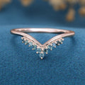 Blue-Green Sapphire Curved Wedding Band Ring