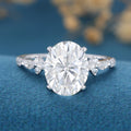 Oval cut Moissanite Half eternity Engagement Ring
