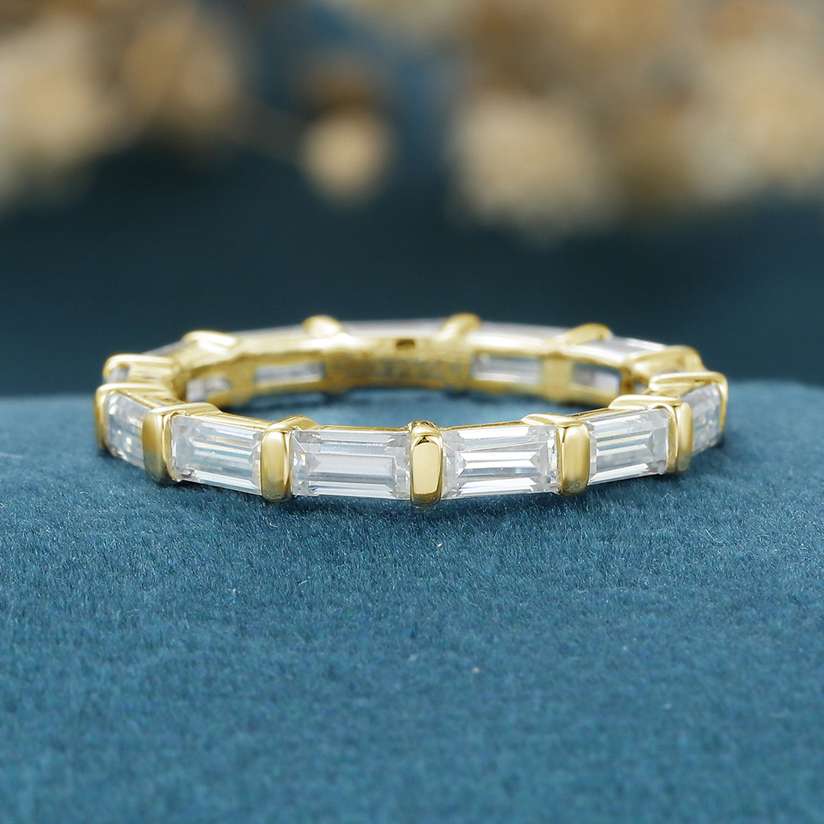 Copy of Round cut Moissanite | Diamond Half Eternity Gold Wedding Band