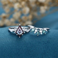 1.3 Carat Kite Cut Lab Alexandrite Wedding bridal set