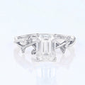 Nature Inspired Emerald cut Moissanite Leaf Gold ring set