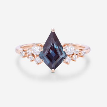 1.4Carat Kite Cut Lab Alexandrite Engagement Ring