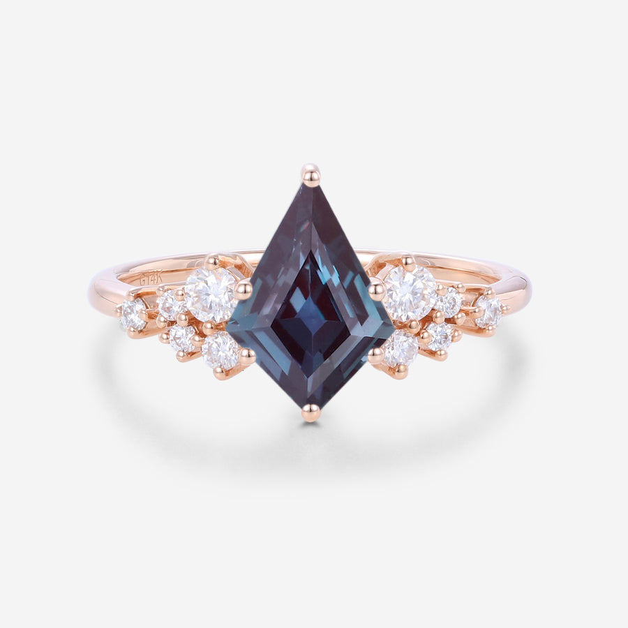 1.4Carat Kite Cut Lab Alexandrite Engagement Ring