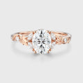 Nature Inspired Oval cut Moissanite Leaf Gold Engagement Ring