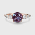 Round Cut Lab Alexandrite Engagement Ring