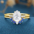 1.2 Carat Vintage Pear cut Moissanite Cluster Engagement Bridal Set