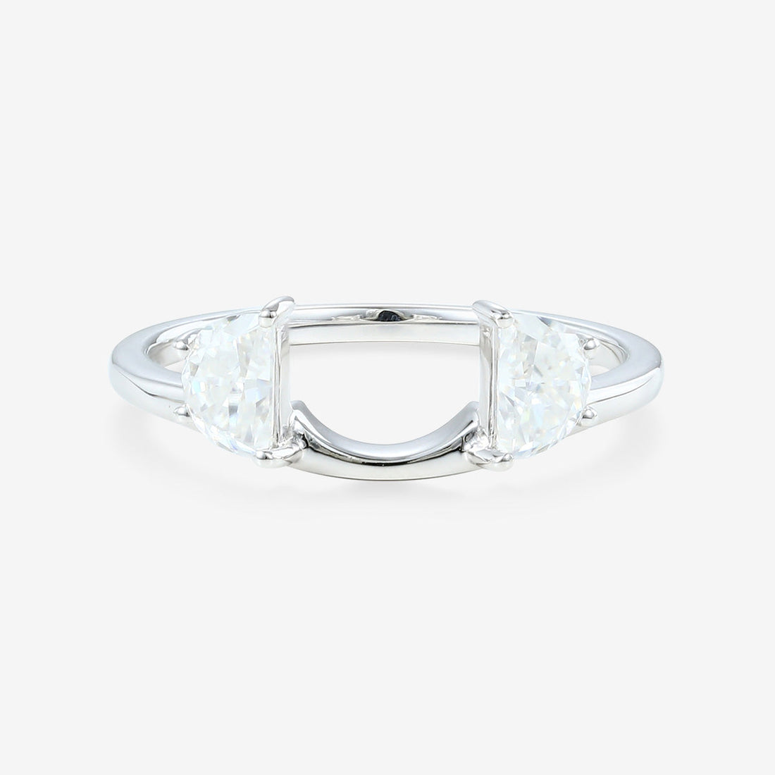 Unique Half-moon cut Moissanite | Diamonds Open wedding band