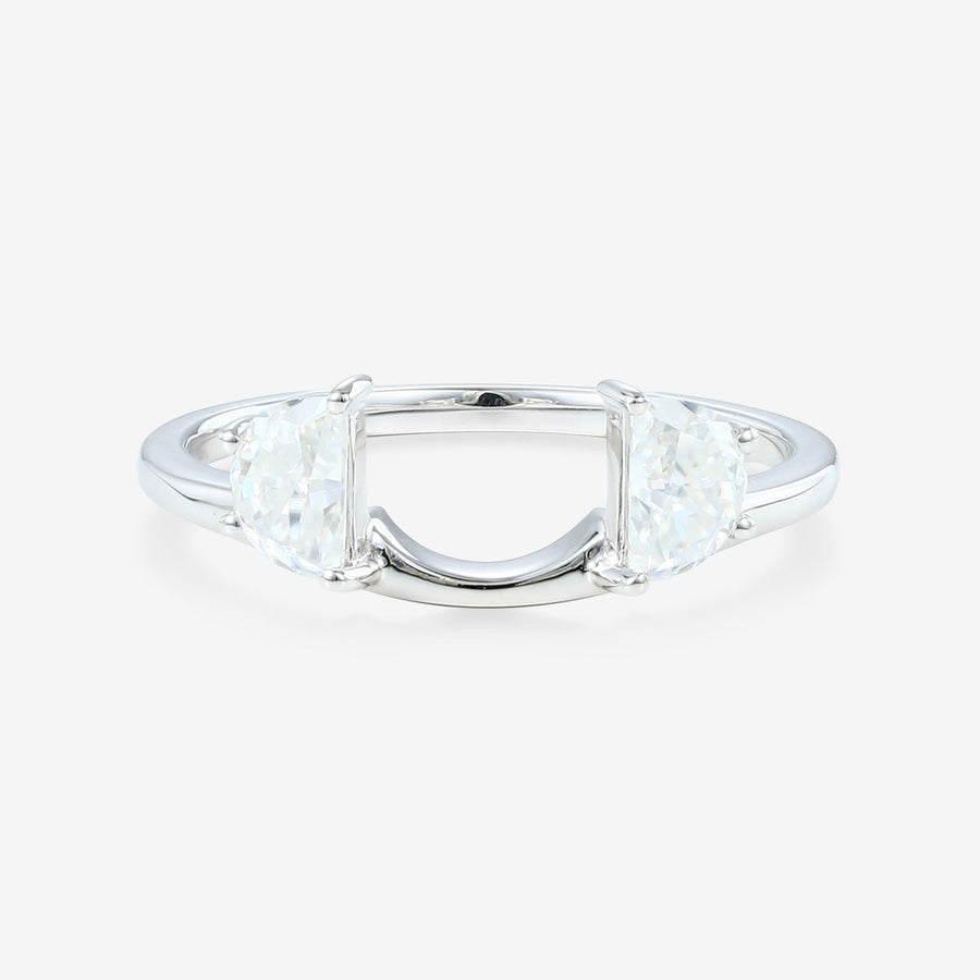 Unique Half-moon cut Moissanite | Diamonds Open wedding band