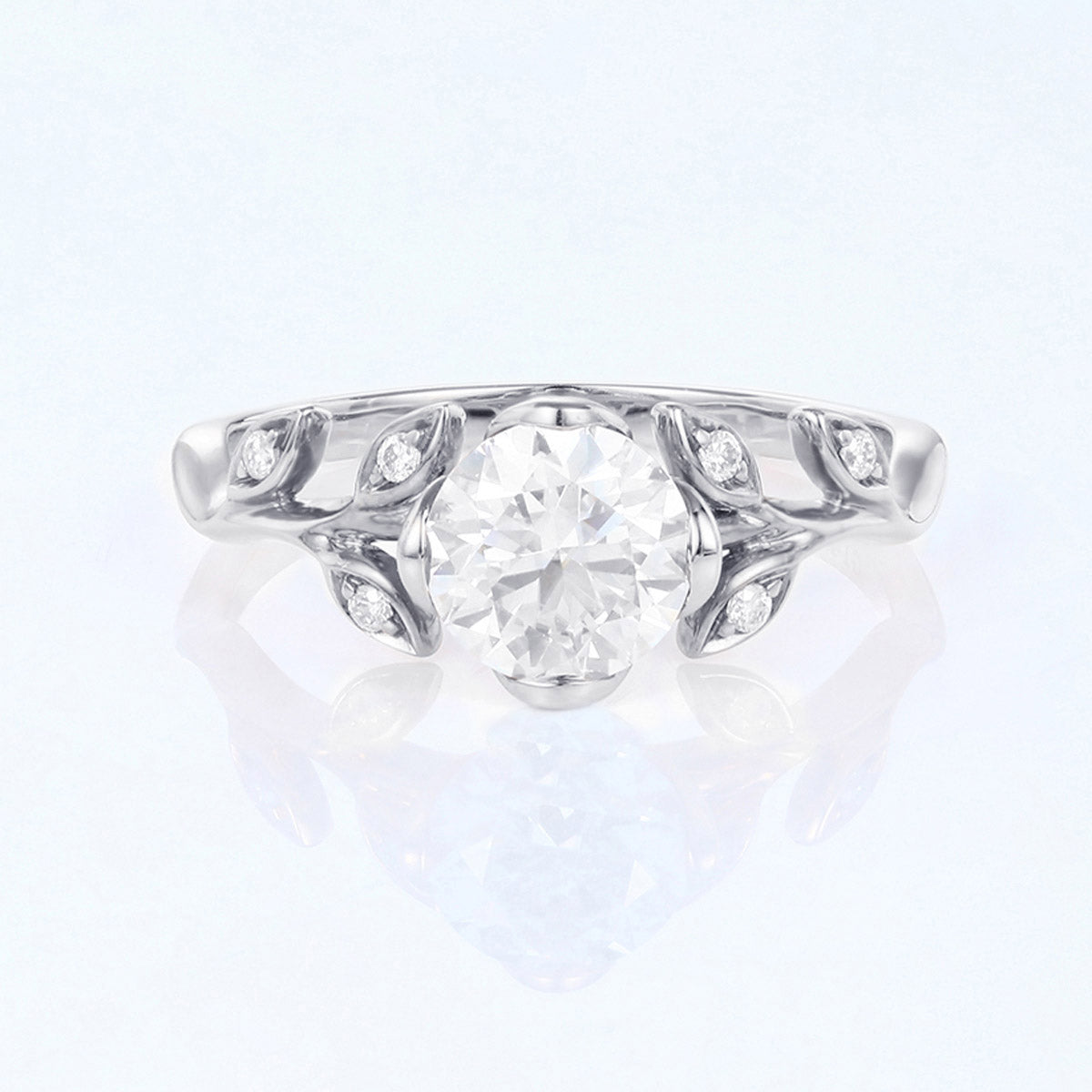 Copy of Nature Inspired Round cut Moissanite Leaf Gold Engagement Ring