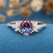 1.5Carat Oval cut Alexandrite | Diamond Engagement ring