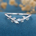 Marquise Moonstone leaf Curved Wedding Band Ring