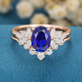 1.5Carat Oval cut Sapphire Moissanite Engagement ring Bridal Set