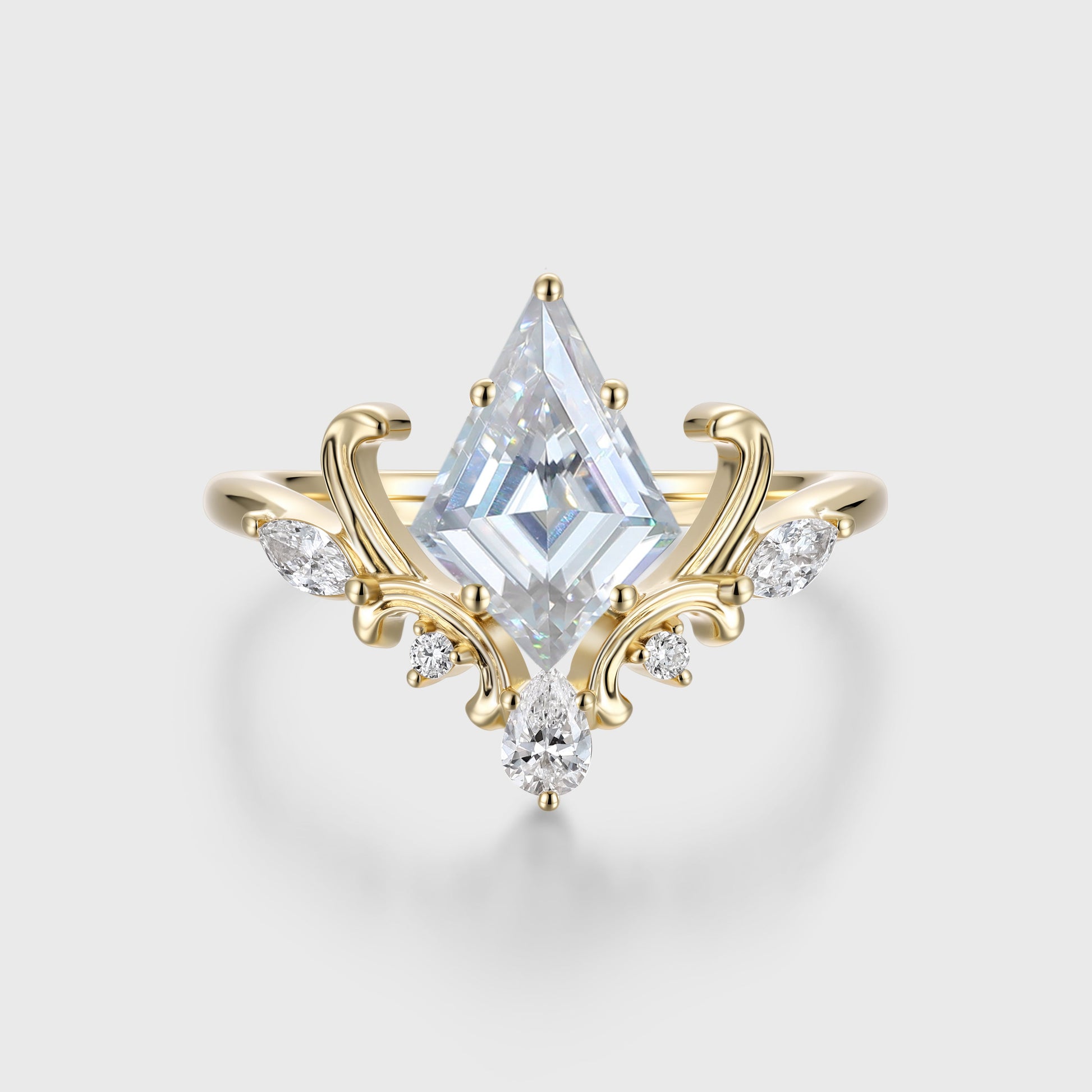 Kite Cut Moissanite Rose Gold Engagement Ring
