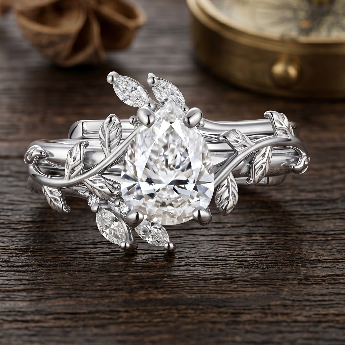 Nature Inspired  Pear cut 1.0CT~5.0CT  IGI Lab-grown Diamond Engagement Ring set