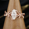 Nature Inspired Marquise cut Moissanite Leaf Gold Engagement Ring