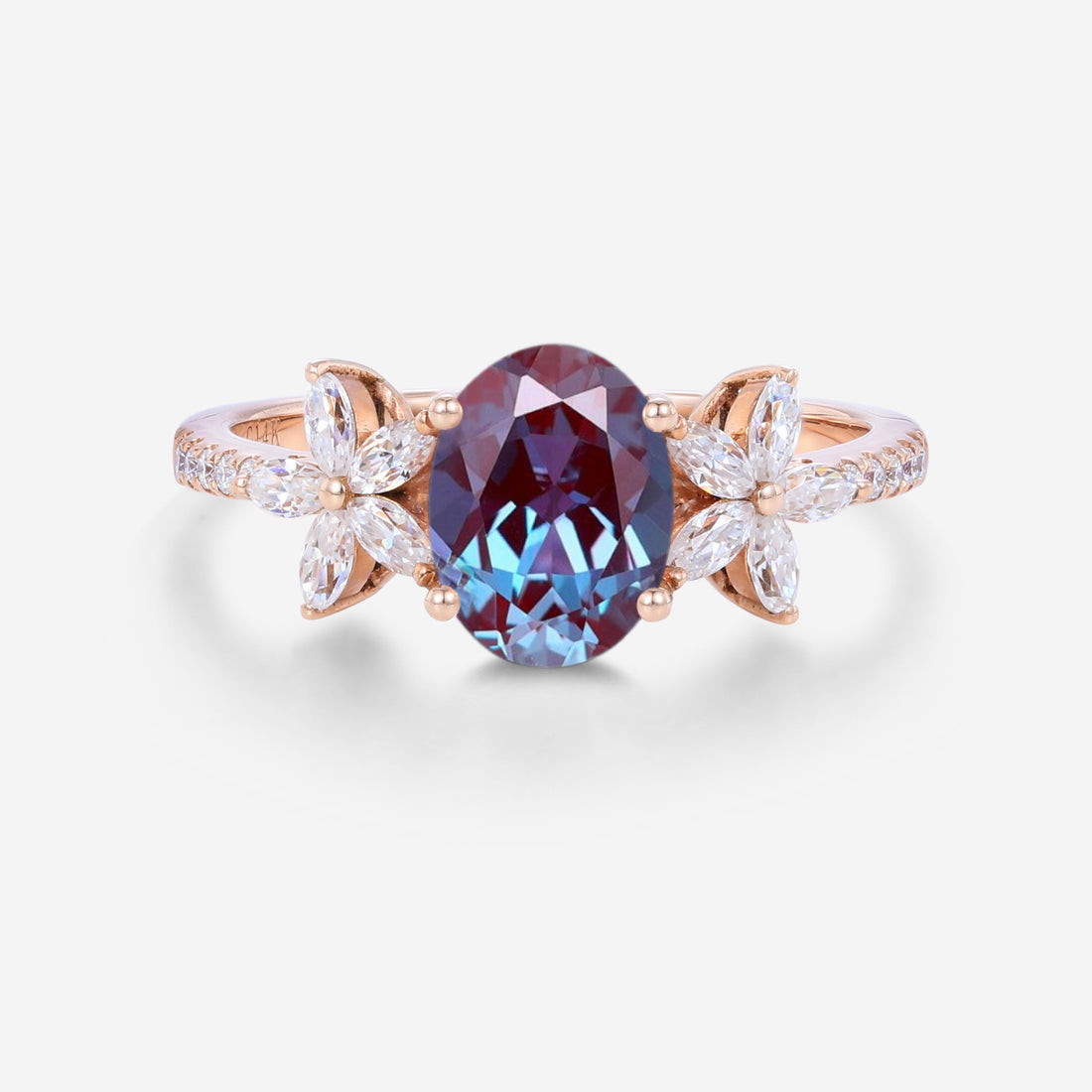 Oval cut Lab Alexandrite | Diamond Engagement ring