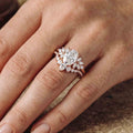 1.0CT~5.0CT Oval cut Lab grown Diamond Cluster Engagement Ring Set