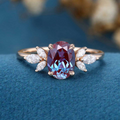 Oval cut Lab Alexandrite | Diamond Engagement ring