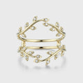 Nature Inspired moissanite | Diamonds Leaf branch stacking Gold wedding ring